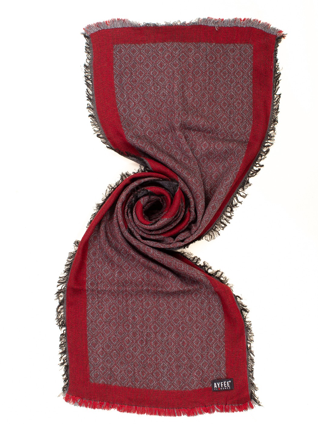 STOLA UOMO JACQUARD SQUARED TIES, 180X40 - BORDEAU